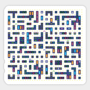 Vintage Gaming Arcade Video Game Gamer Maze Grid Pattern Sticker